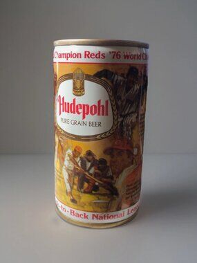 Hudepohl Cincinnati Reds 1976 World Champions Beer Can - Bottom open